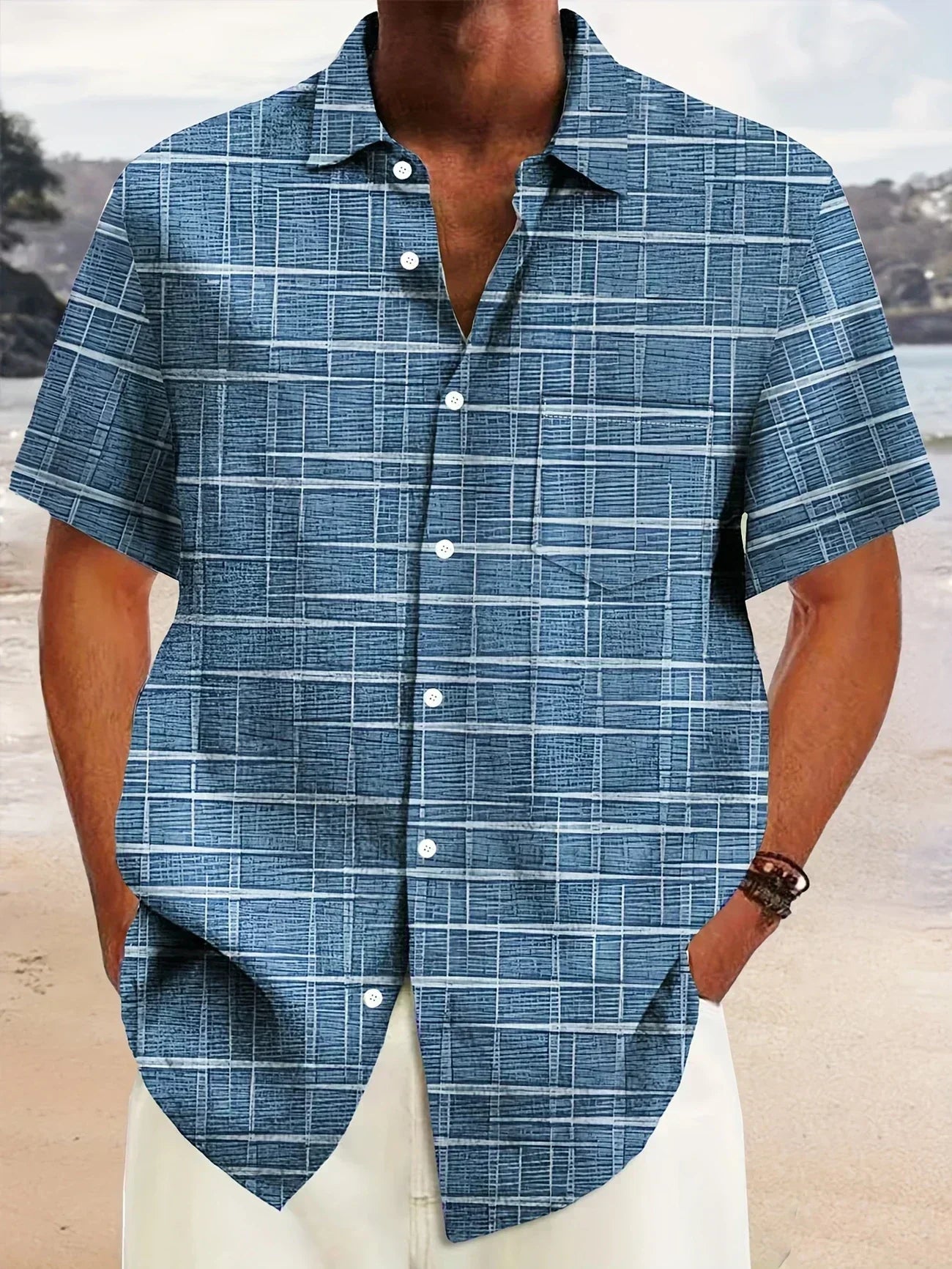 Lenoir™ | Elegant shirt with striped and checked pattern