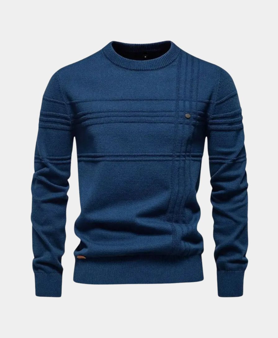 Knitted Striped Cotton Sweater - Alder & Voss