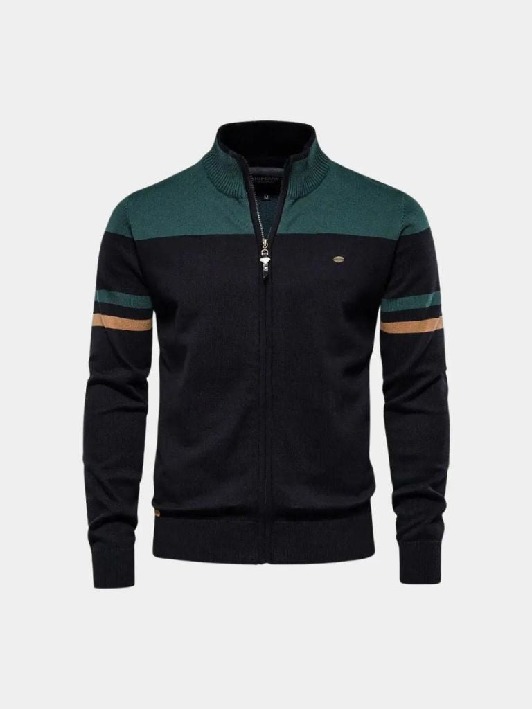 Zipped Cardigan with High Collar - Alder & Voss