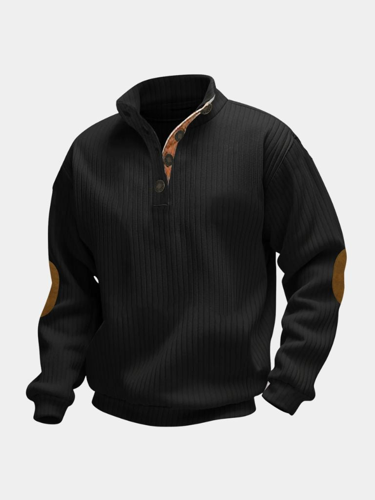 Refined High Collar Henley Sweater - Alder & Voss