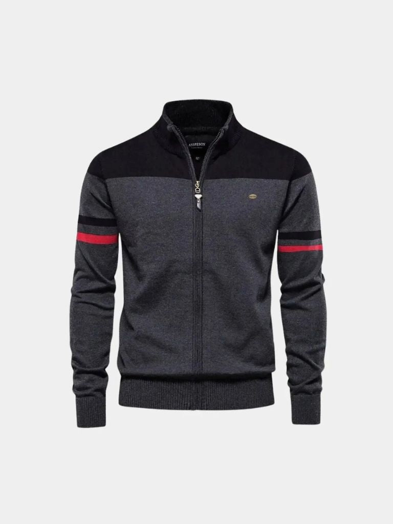 Zipped Cardigan with High Collar - Alder & Voss