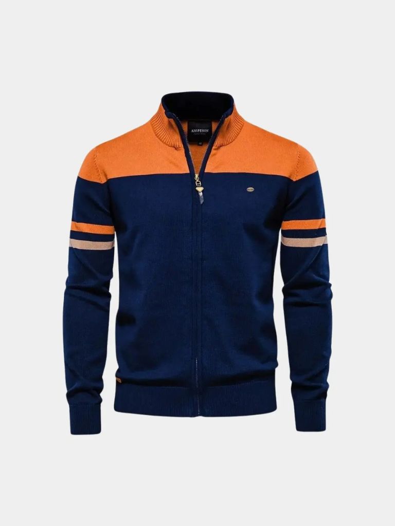 Zipped Cardigan with High Collar - Alder & Voss