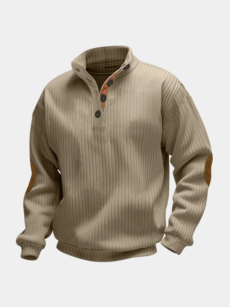 Refined High Collar Henley Sweater - Alder & Voss