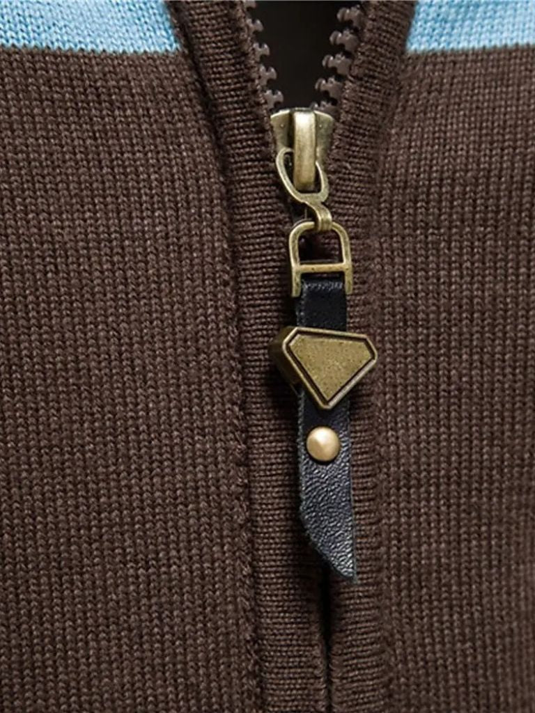 Cardigan Sweater Zipper Standing Collar Knitwear - Alder & Voss