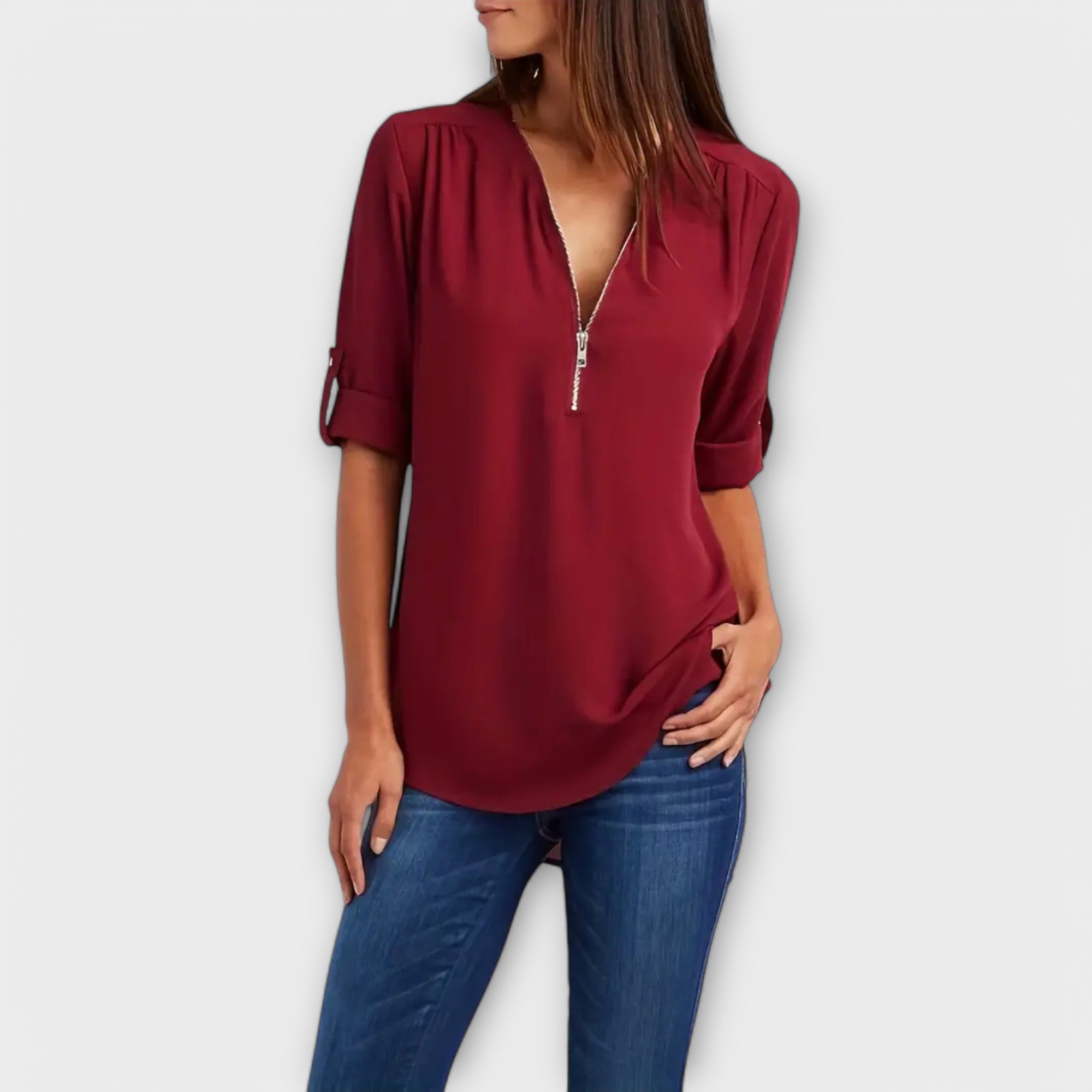 Olivia - Casual blouse with V-neck
