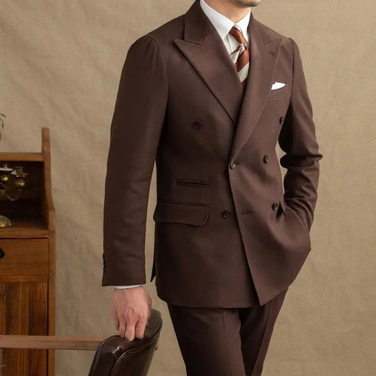 Dark Brown Gabardine Suit (Jacket + Pants)