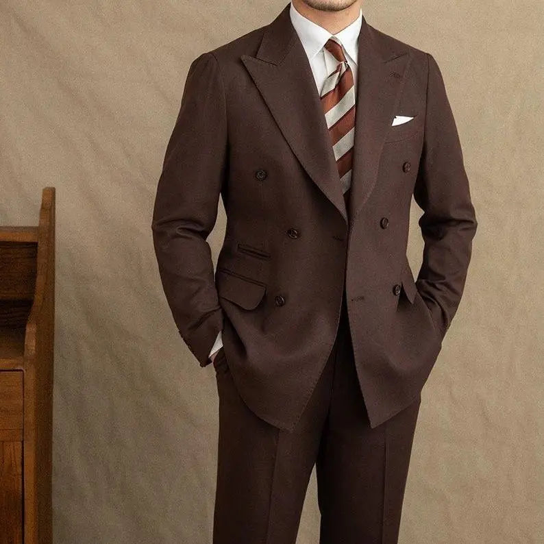 Dark Brown Gabardine Suit (Jacket + Pants)