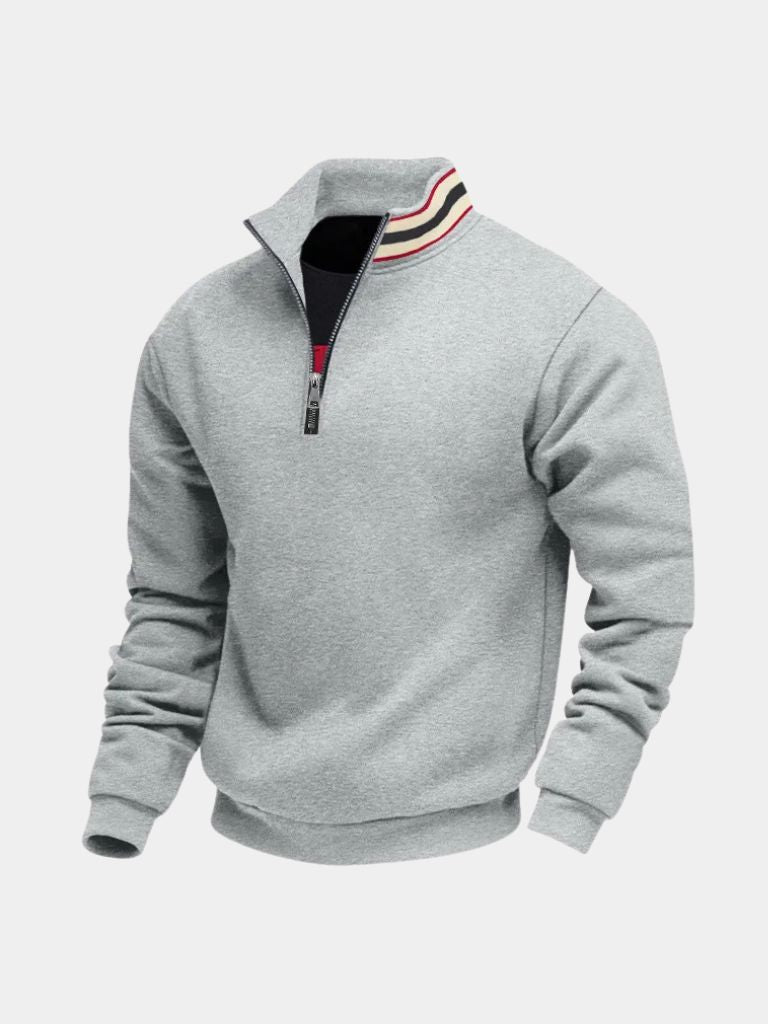 Regent Striped High Collar Pullover - Alder & Voss