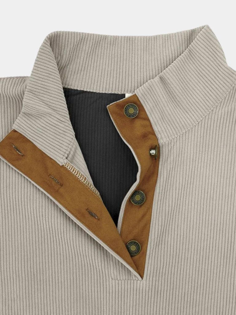 High Collar Corduroy Retro Pullover - Alder & Voss
