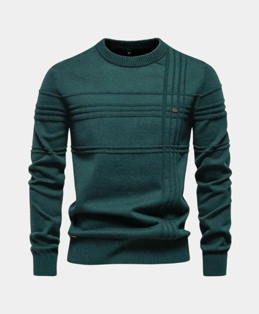 Knitted Striped Cotton Sweater - Alder & Voss