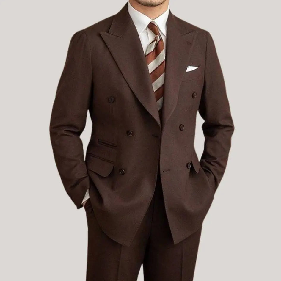Dark Brown Gabardine Suit (Jacket + Pants)