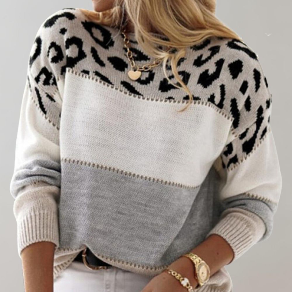 Luna™ | Casual Sweater with Leopard Print