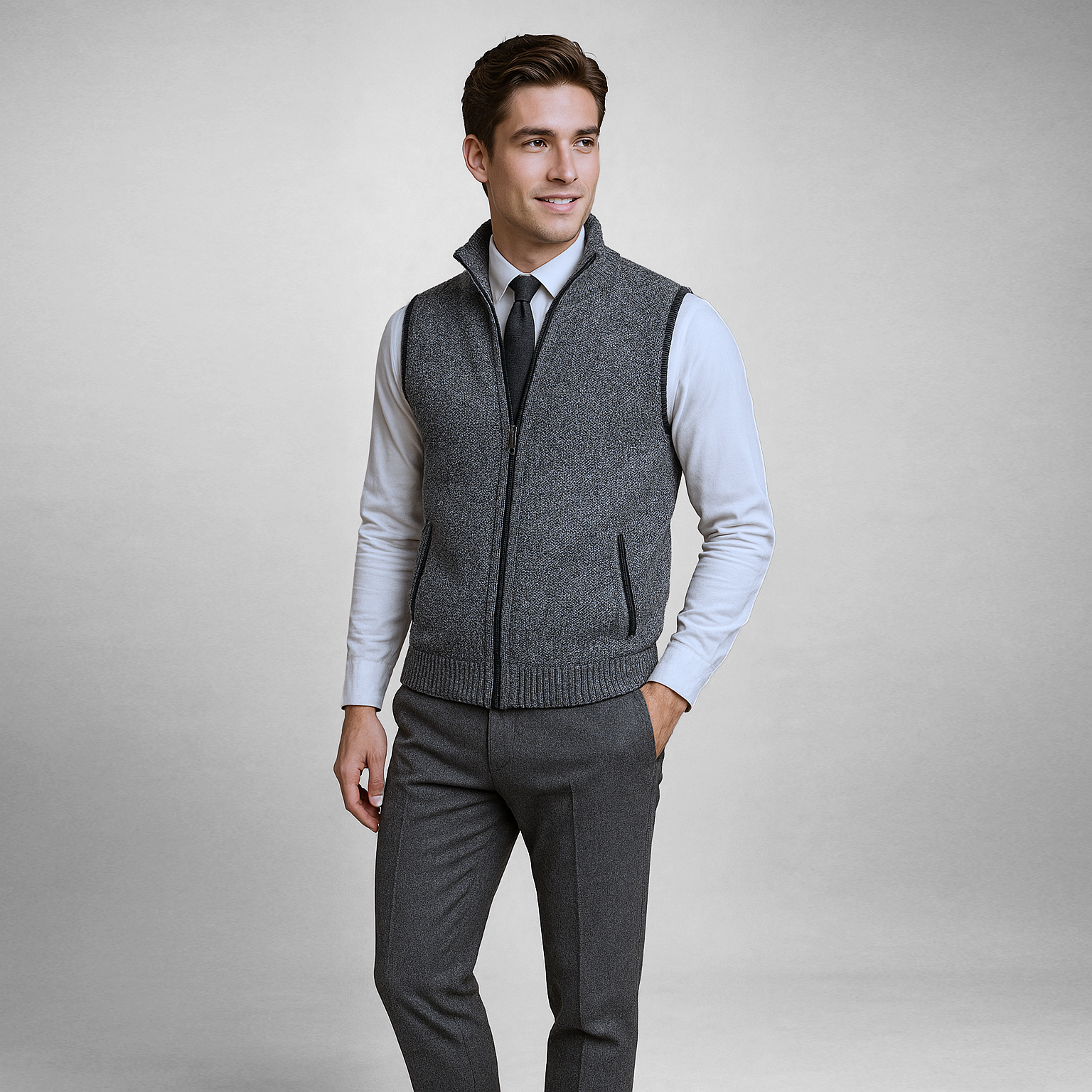 The Levan Knit Vest | Full-Zip Knit Vest