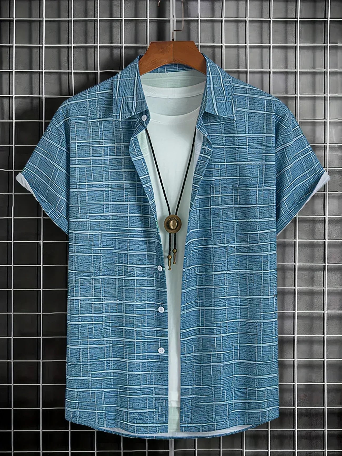 Lenoir™ | Elegant shirt with striped and checked pattern