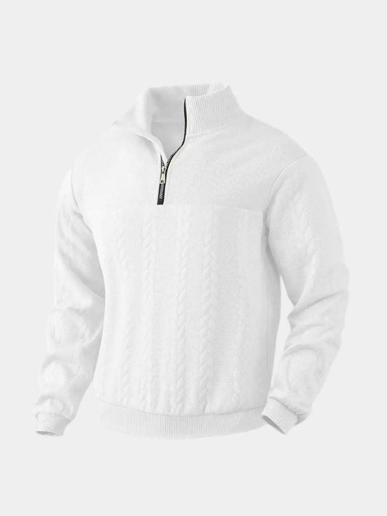 Essential Henley High Collar Quarter Zip Pullover - Alder & Voss
