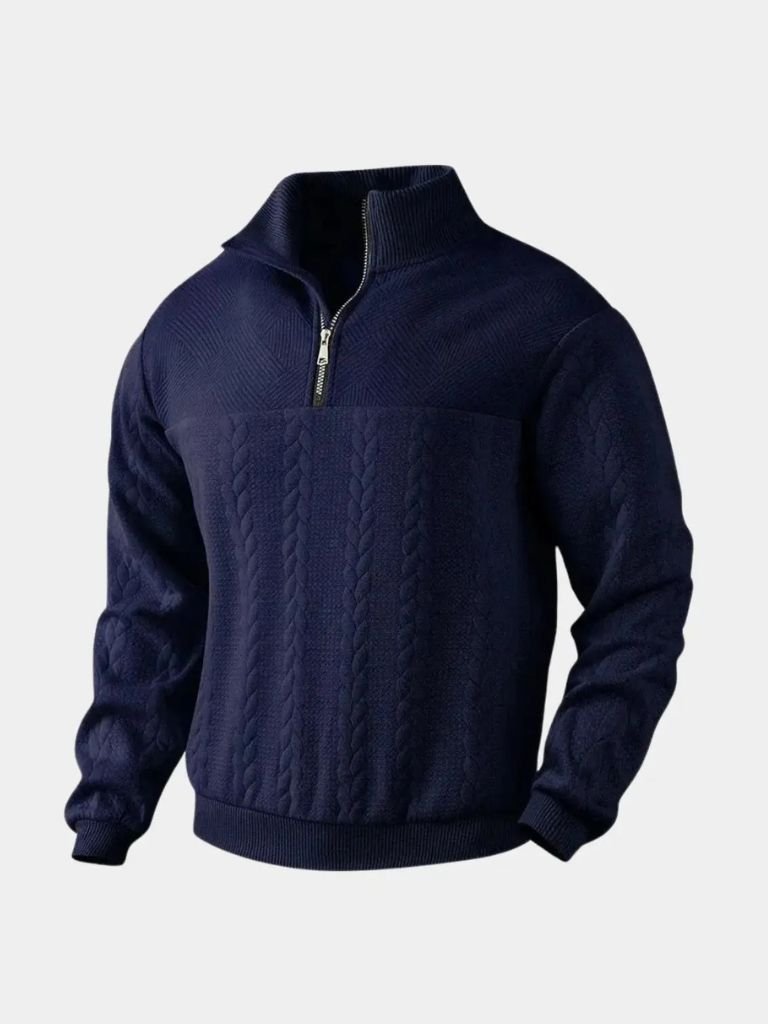 Essential Henley High Collar Quarter Zip Pullover - Alder & Voss