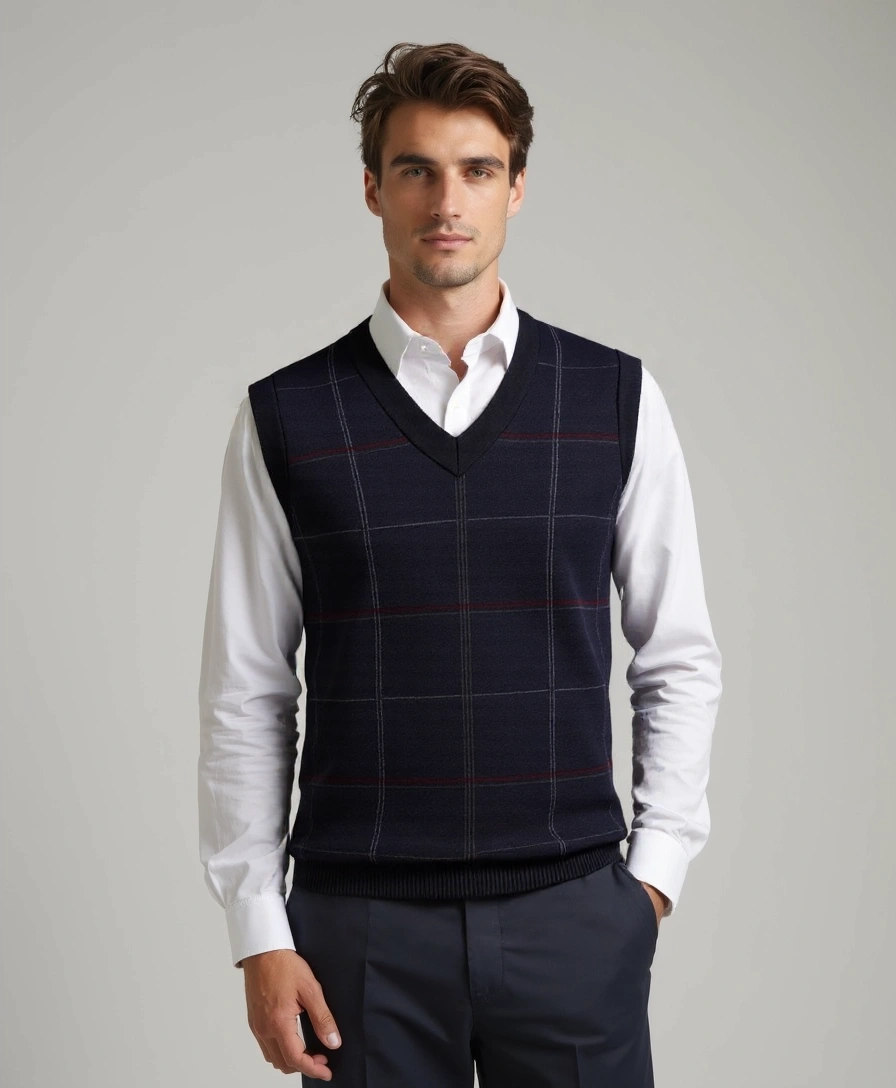 Kinit Plaid Academic Vest - Alder & Voss
