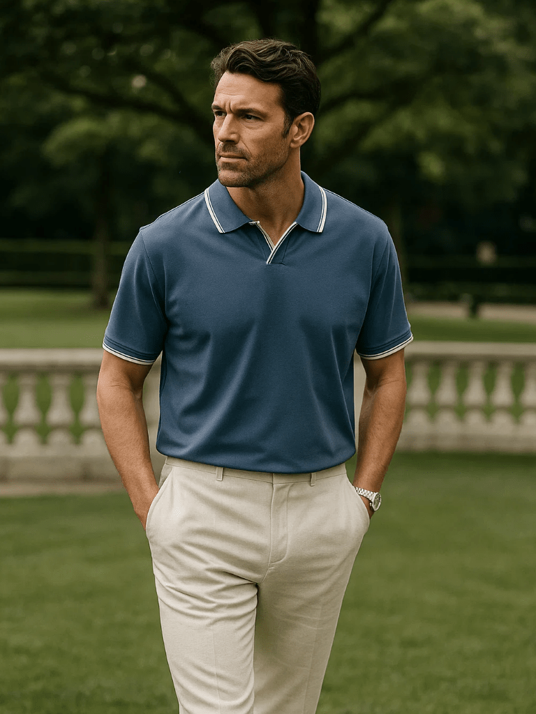 Timeless Black V-Neck Polo - Alder & Voss