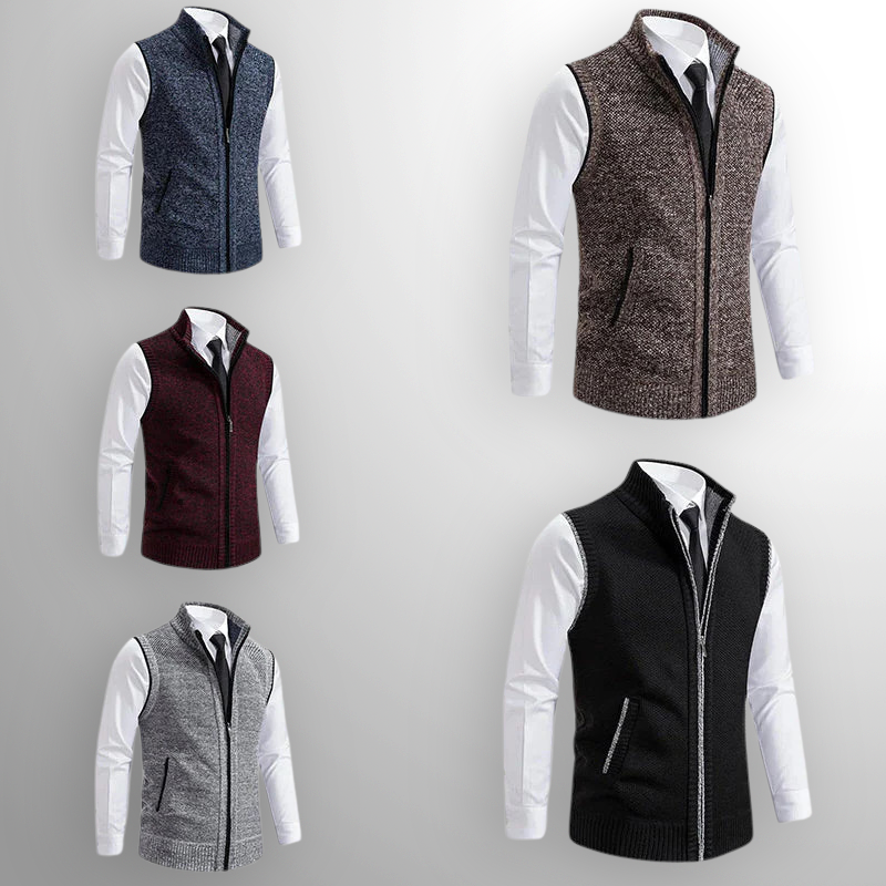The Levan Knit Vest | Full-Zip Knit Vest