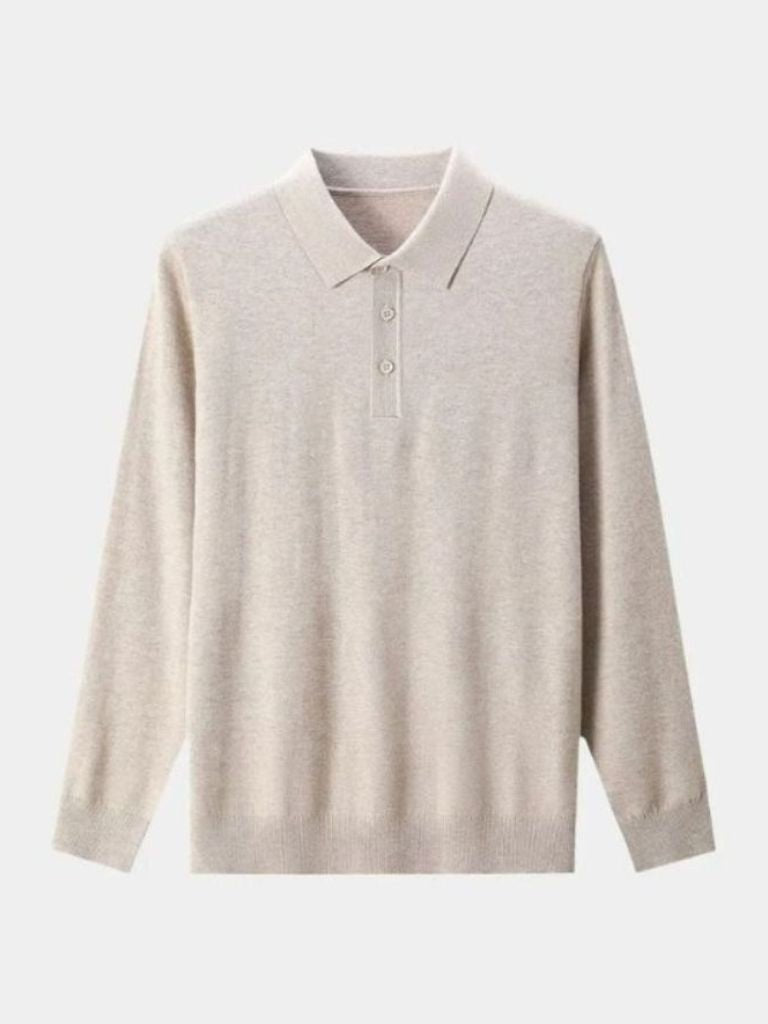 Buttoned Knit Wool Polo Sweater - Alder & Voss