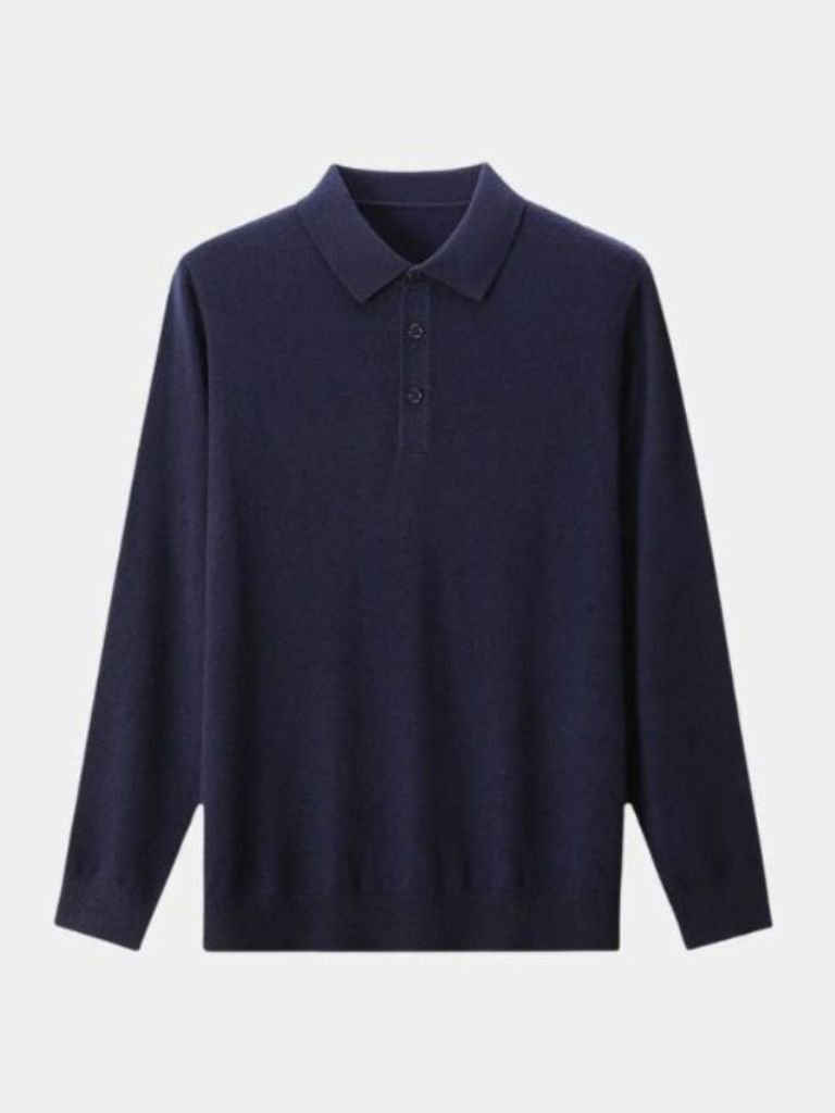 Buttoned Knit Wool Polo Sweater - Alder & Voss